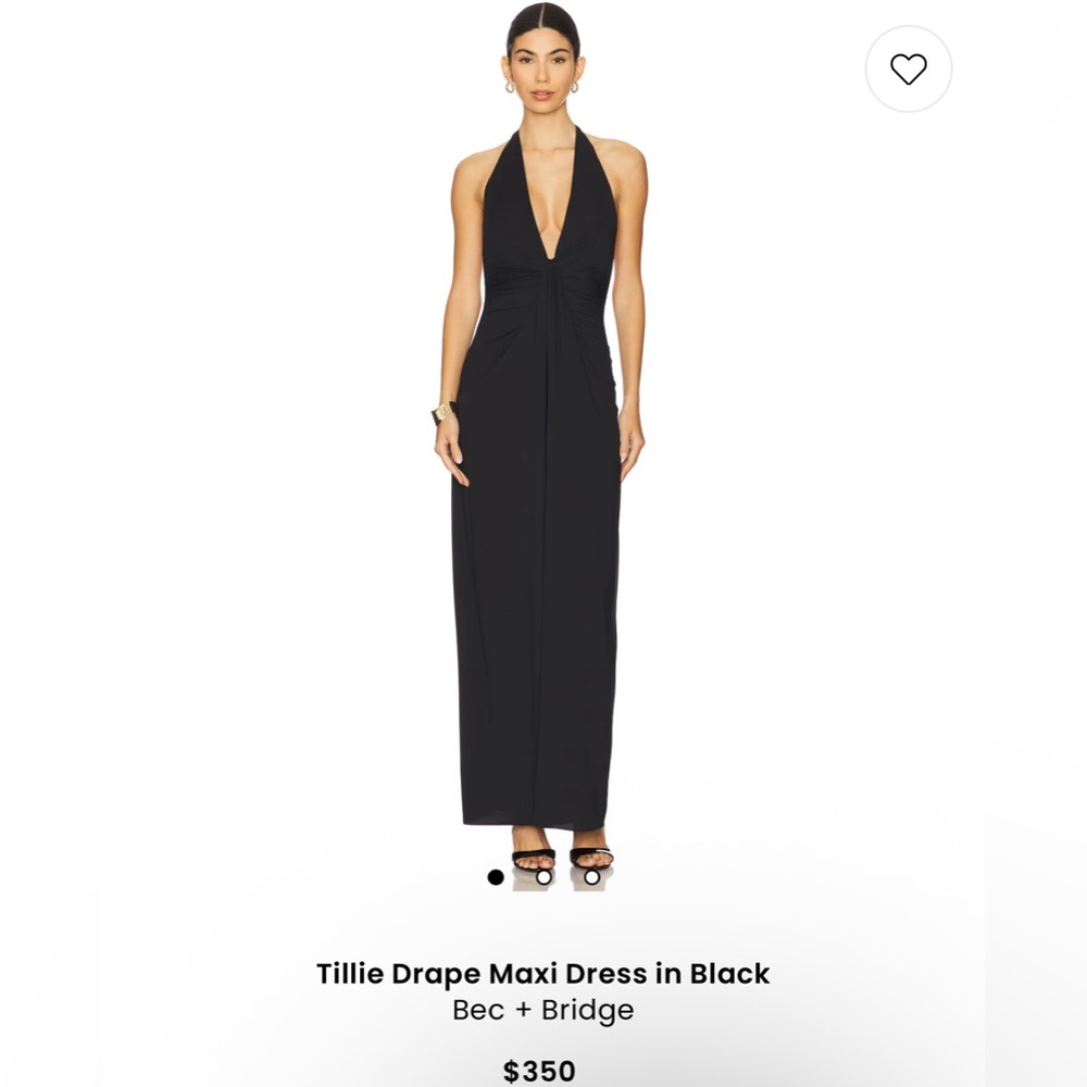 Bec & Bridge Black Ruched Halter Maxi Gown